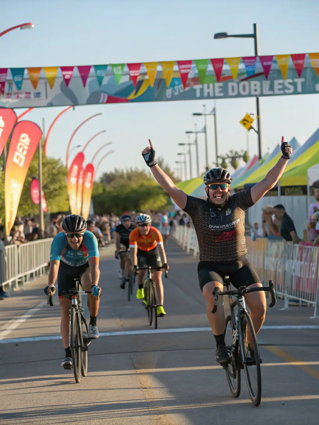 Image of cyclists gathered for a post-race celebration, highlighting the community aspect and camaraderie within the VCCM VELO CLUB.
